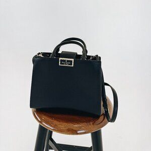 NWT KATE SPADE REEGAN SMOOTH LEATHER SATCHEL BAG IN BLACK - 0S